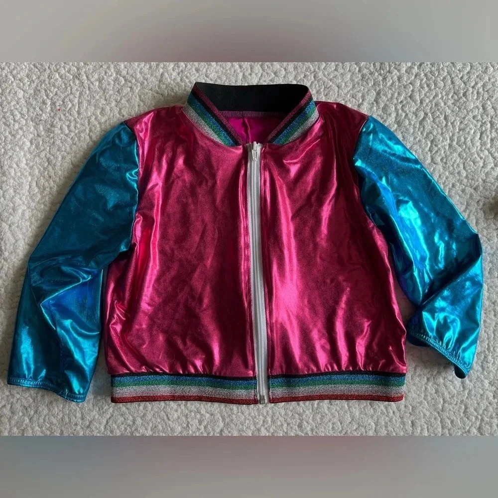 Weissman dance costume jacket, glittery pink and blue. Size MC
